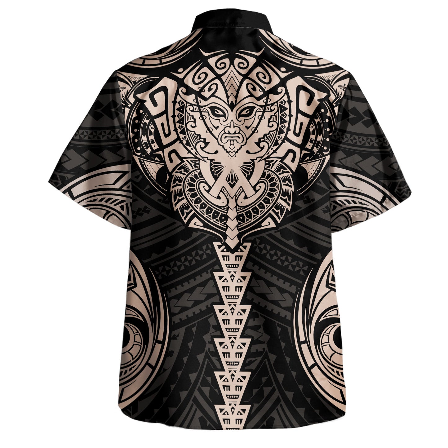 Hawaii Hawaiian Shirt Black Tribal Tattoo Warrior Mask Style
