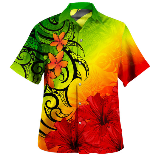 Hawaii Hawaiian Shirt Tribal Polynesia Tropical Hibiscus Flower