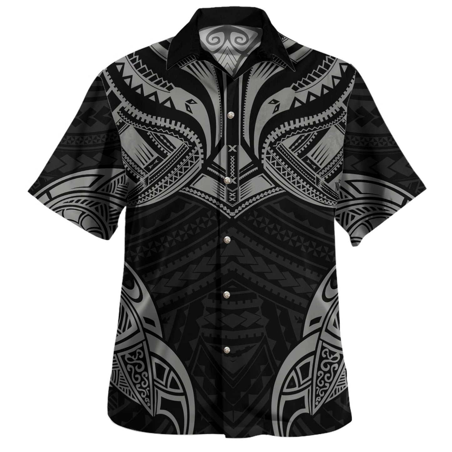 Hawaii Hawaiian Shirt Black Tribal Tattoo Warrior Mask Style