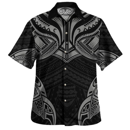 Hawaii Hawaiian Shirt Black Tribal Tattoo Warrior Mask Style