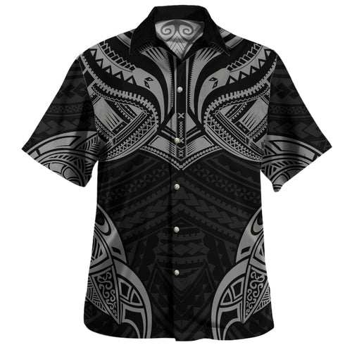 Hawaii Hawaiian Shirt Black Tribal Tattoo Warrior Mask Style