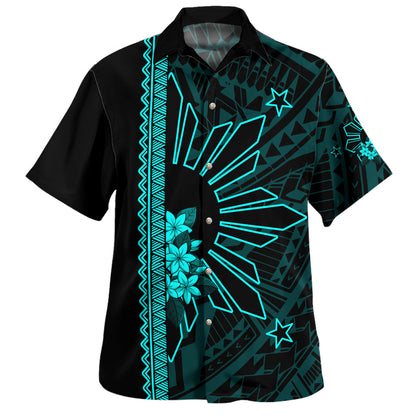 Philippines Filipinos Hawaiian Shirt Star Sunburst Floral Tribal Style