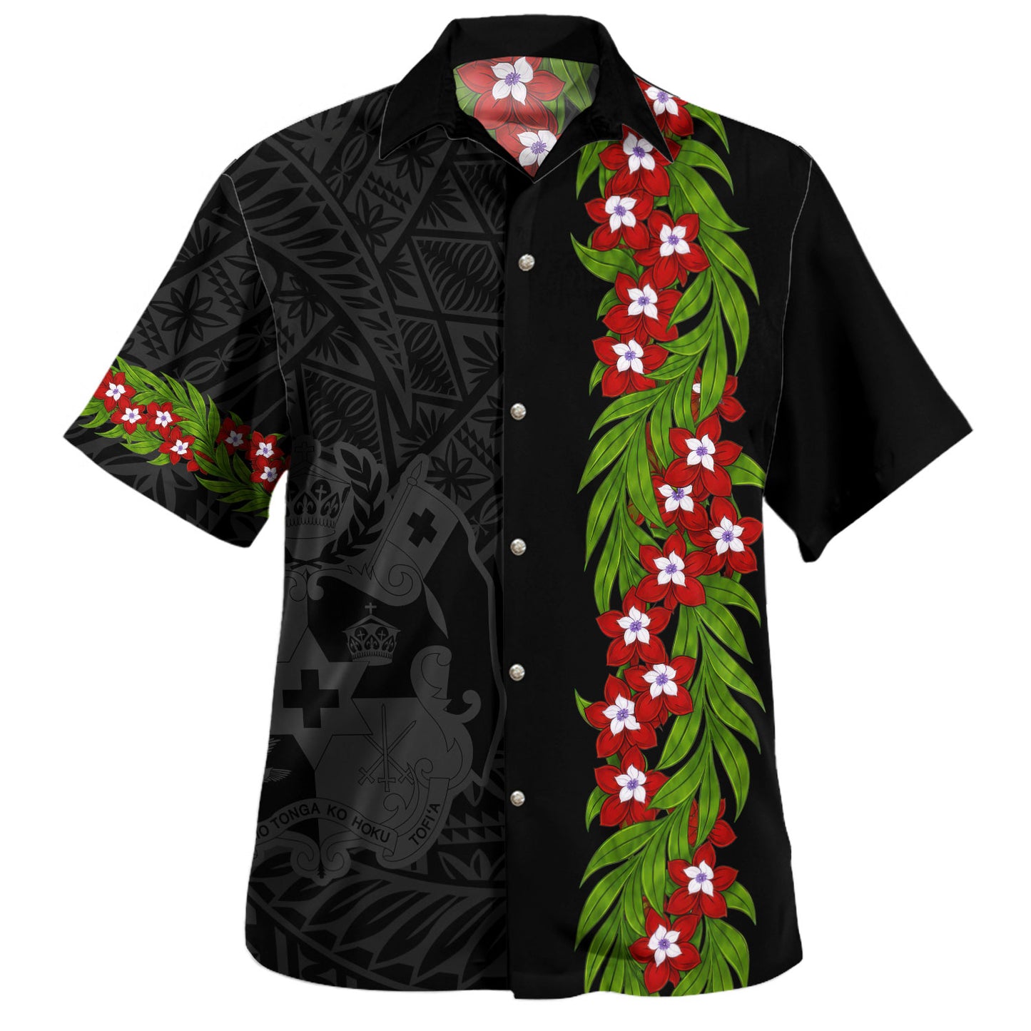 Tonga Hawaiian Shirt Heilala Floral Ngatu Pattern Island Style