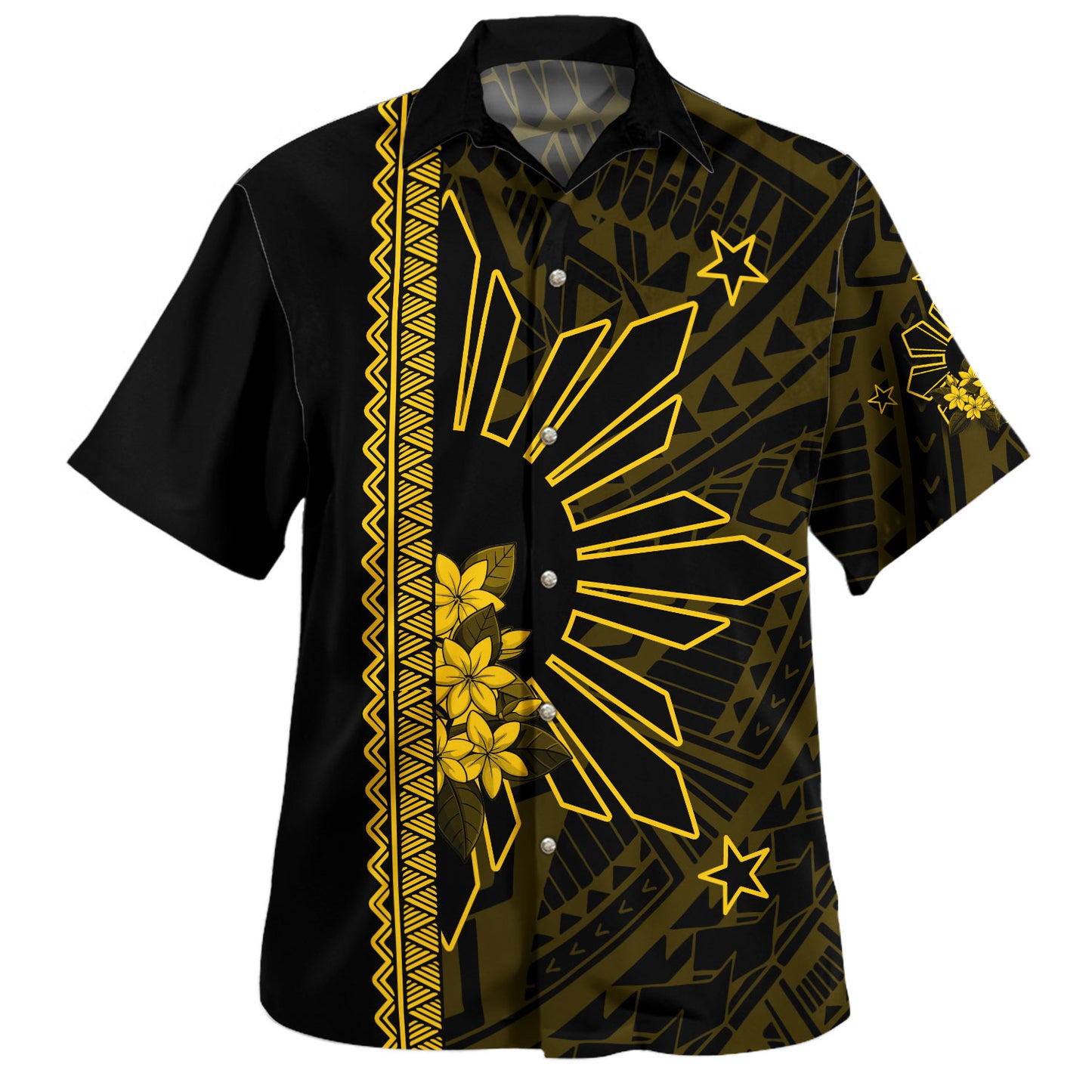 Philippines Filipinos Hawaiian Shirt Star Sunburst Floral Tribal Style