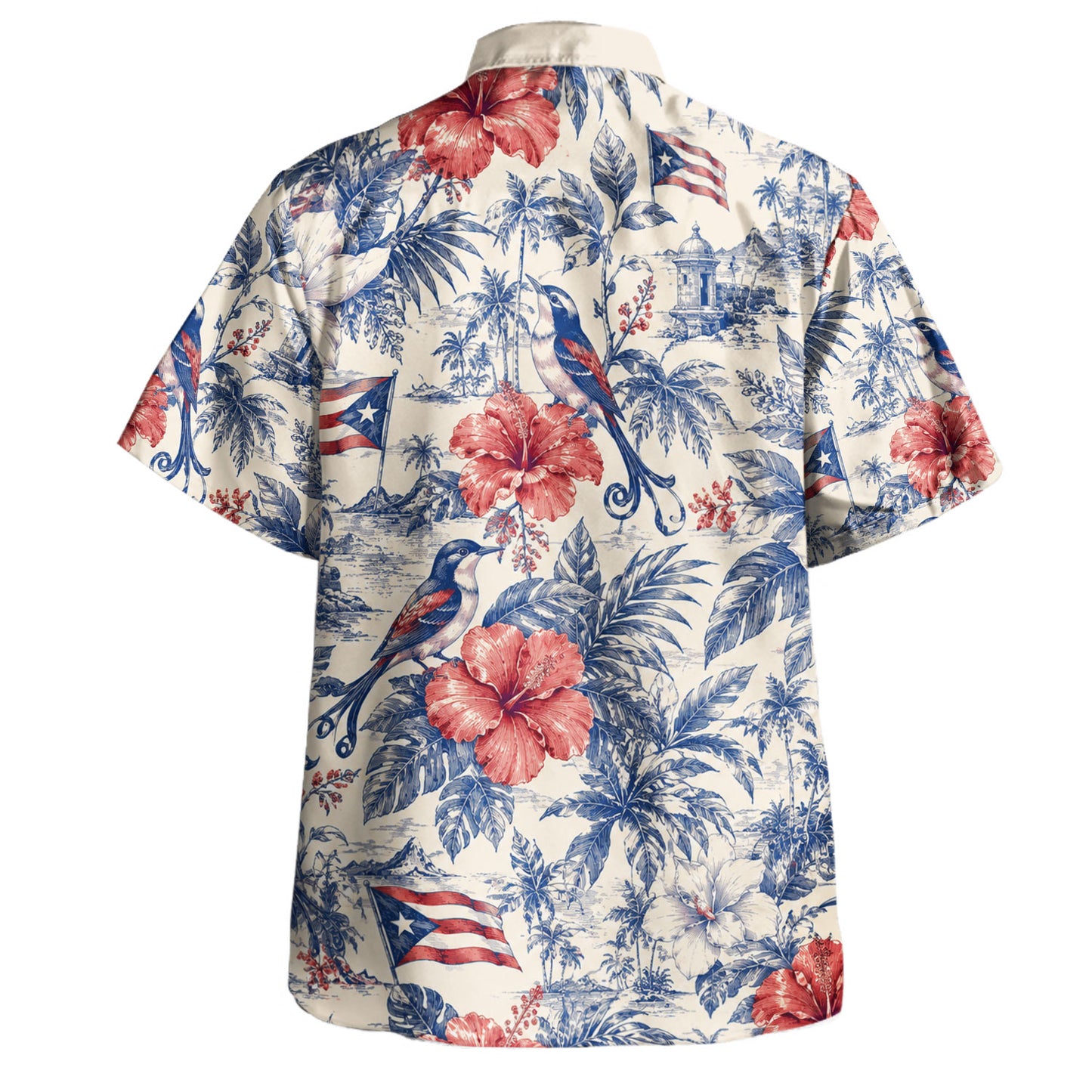 Puerto Rico Hawaiian Shirt Hibiscus San Juan Tropical Toile