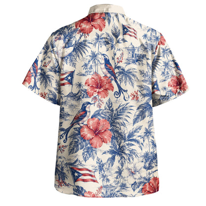 Puerto Rico Hawaiian Shirt Hibiscus San Juan Tropical Toile