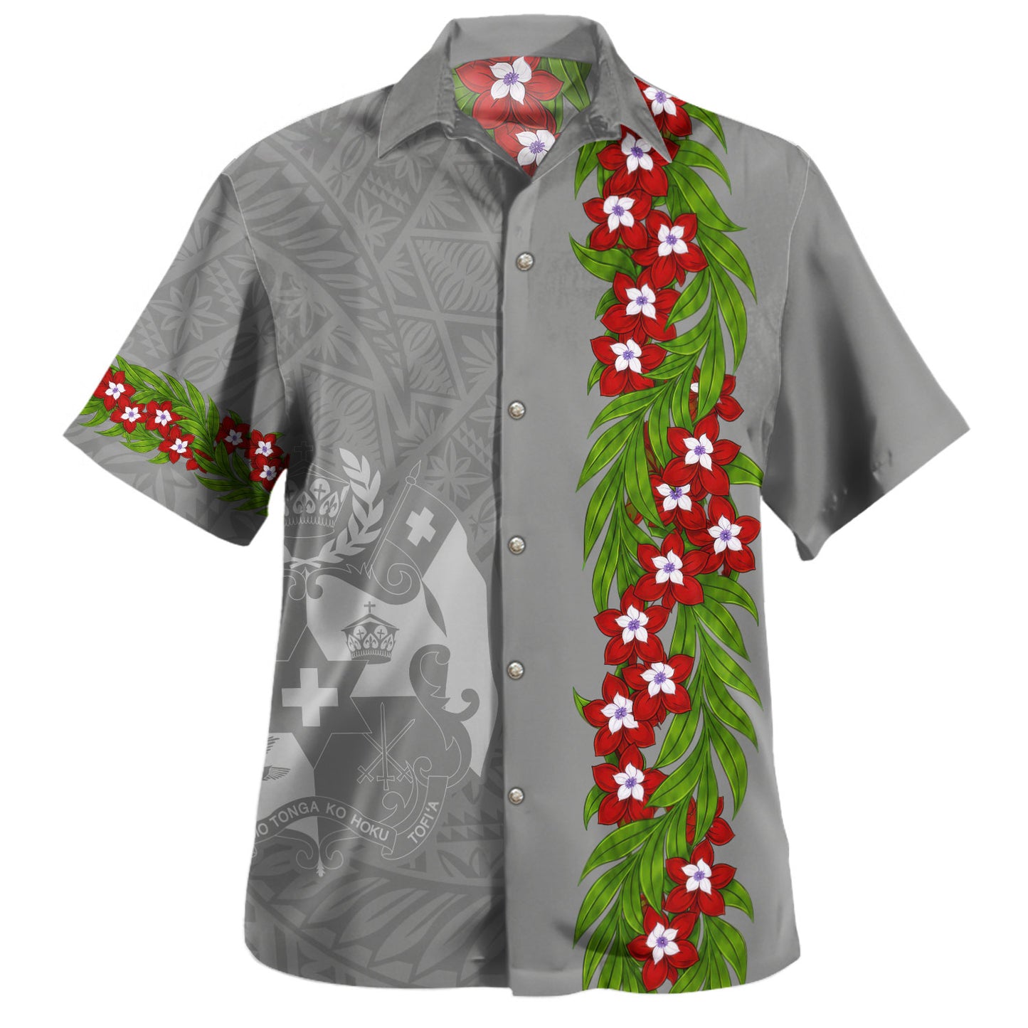 Tonga Hawaiian Shirt Heilala Floral Ngatu Pattern Island Style