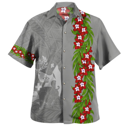 Tonga Hawaiian Shirt Heilala Floral Ngatu Pattern Island Style