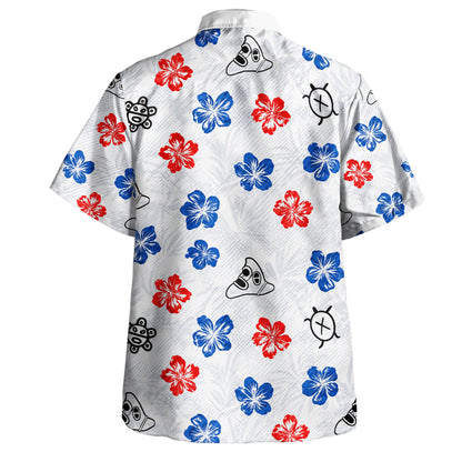 Puerto Rico Hawaiian Shirt Coqui Hibiscus Taino Island Symbols