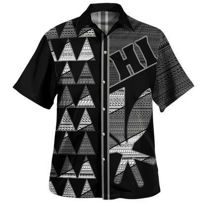 Hawaii Hawaiian Shirt HI Spear Monochrome Tribal Pattern