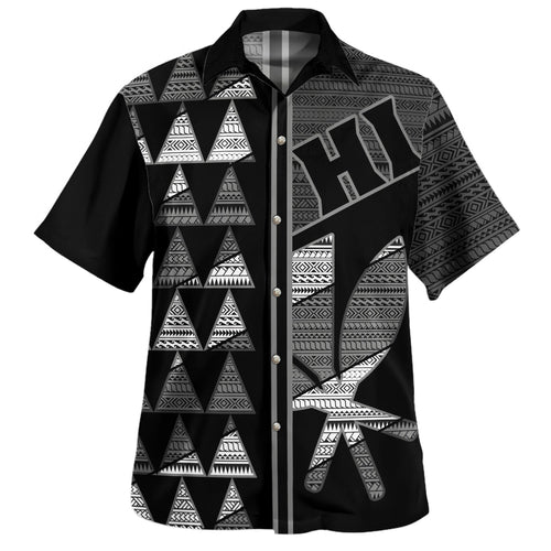 Hawaii Hawaiian Shirt HI Spear Monochrome Tribal Pattern