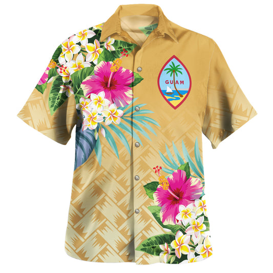 Guam Hawaiian Shirt Lauhala Pattern Hibiscus Island Pride