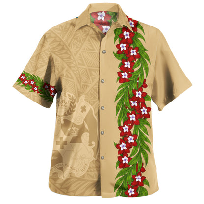 Tonga Hawaiian Shirt Heilala Floral Ngatu Pattern Island Style