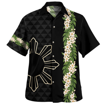 Philippines Filipinos Hawaiian Shirt Sampaguita Flower Sun Pattern Island Style