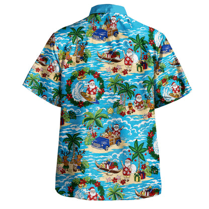 Hawaii Hawaiian Shirt Mele Kalikimaka Coastal Santa Adventure Style