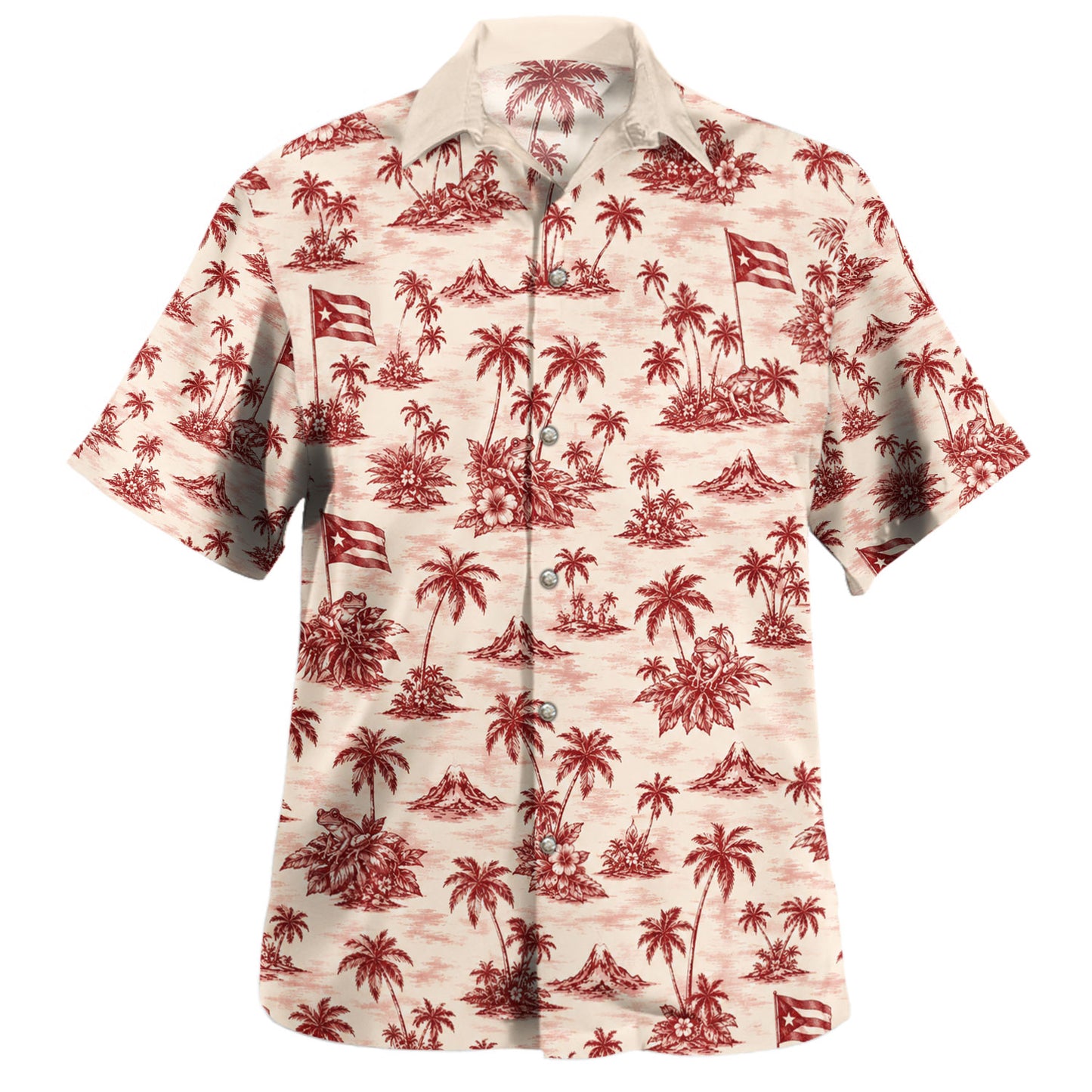 Puerto Rico Hawaiian Shirt Coqui Palm Island Toile