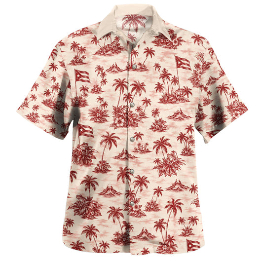 Puerto Rico Hawaiian Shirt Coqui Palm Island Toile