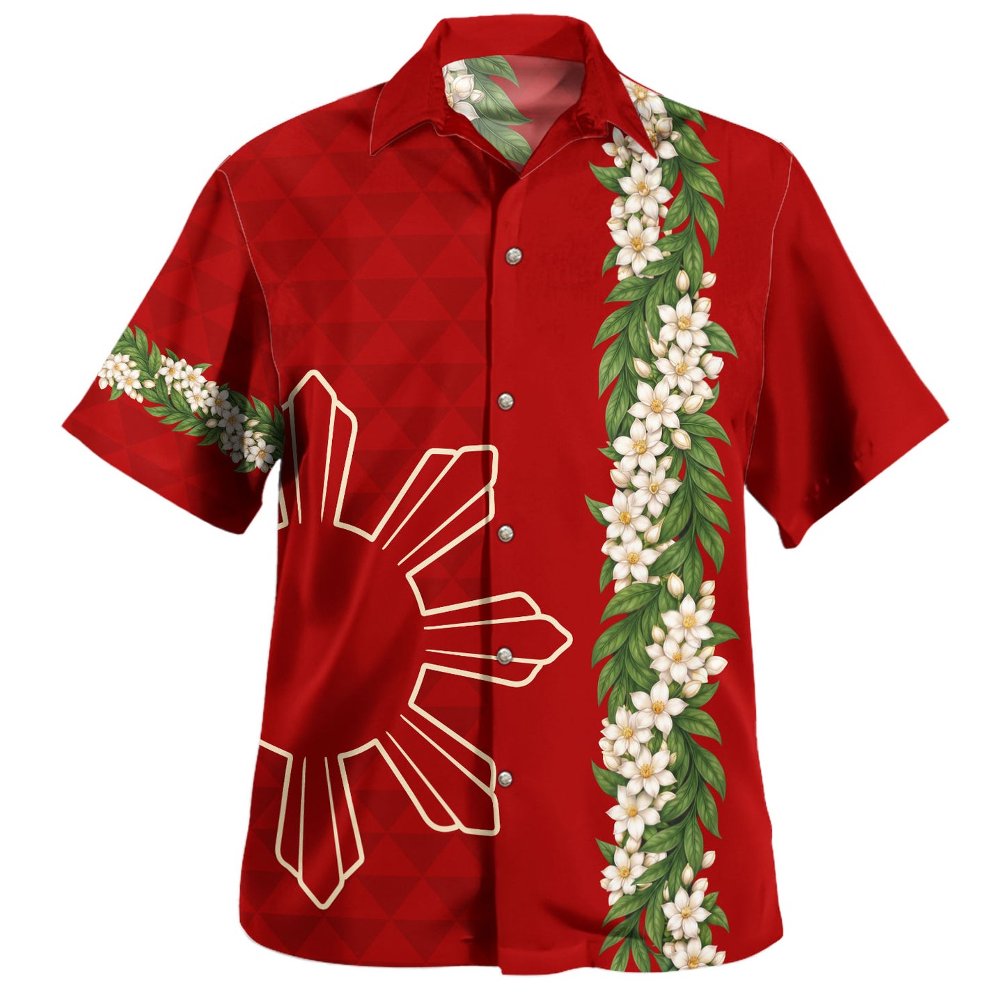 Philippines Filipinos Hawaiian Shirt Sampaguita Flower Sun Pattern Island Style