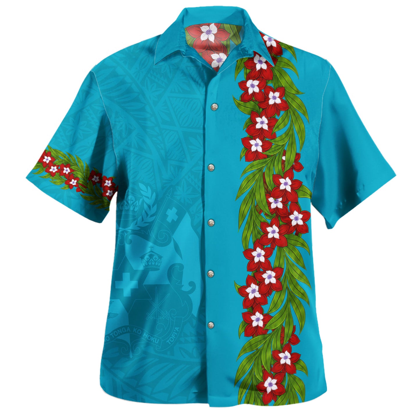 Tonga Hawaiian Shirt Heilala Floral Ngatu Pattern Island Style