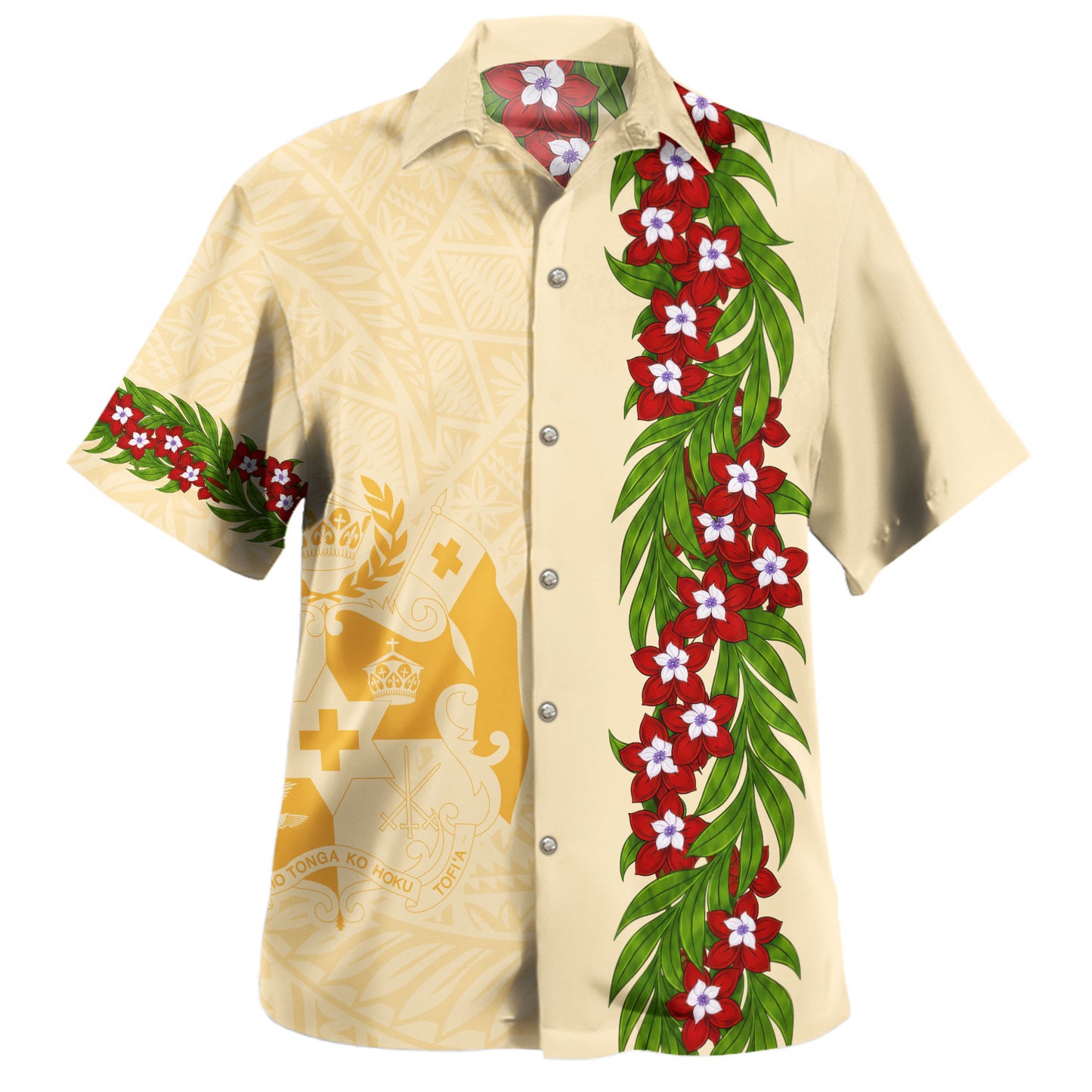 Tonga Hawaiian Shirt Heilala Floral Ngatu Pattern Island Style