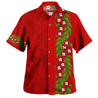 Tonga Hawaiian Shirt Heilala Floral Ngatu Pattern Island Style