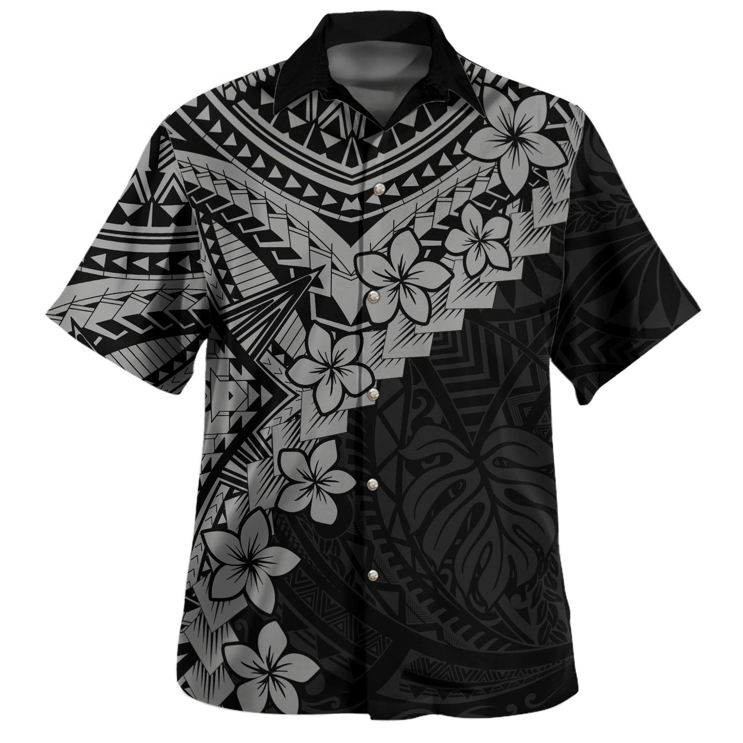 Hawaii Hawaiian Shirt Monochrome Polynesian Tribal Bloom