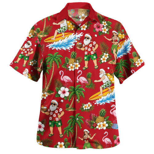 Hawaii Hawaiian Shirt Tropical Santa Holiday Style
