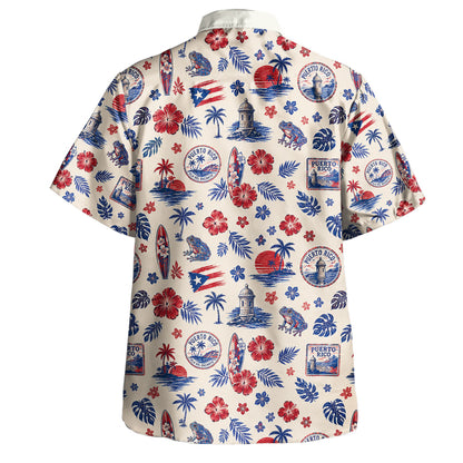 Puerto Rico Hawaiian Shirt Coqui Surf Vintage Island Icons