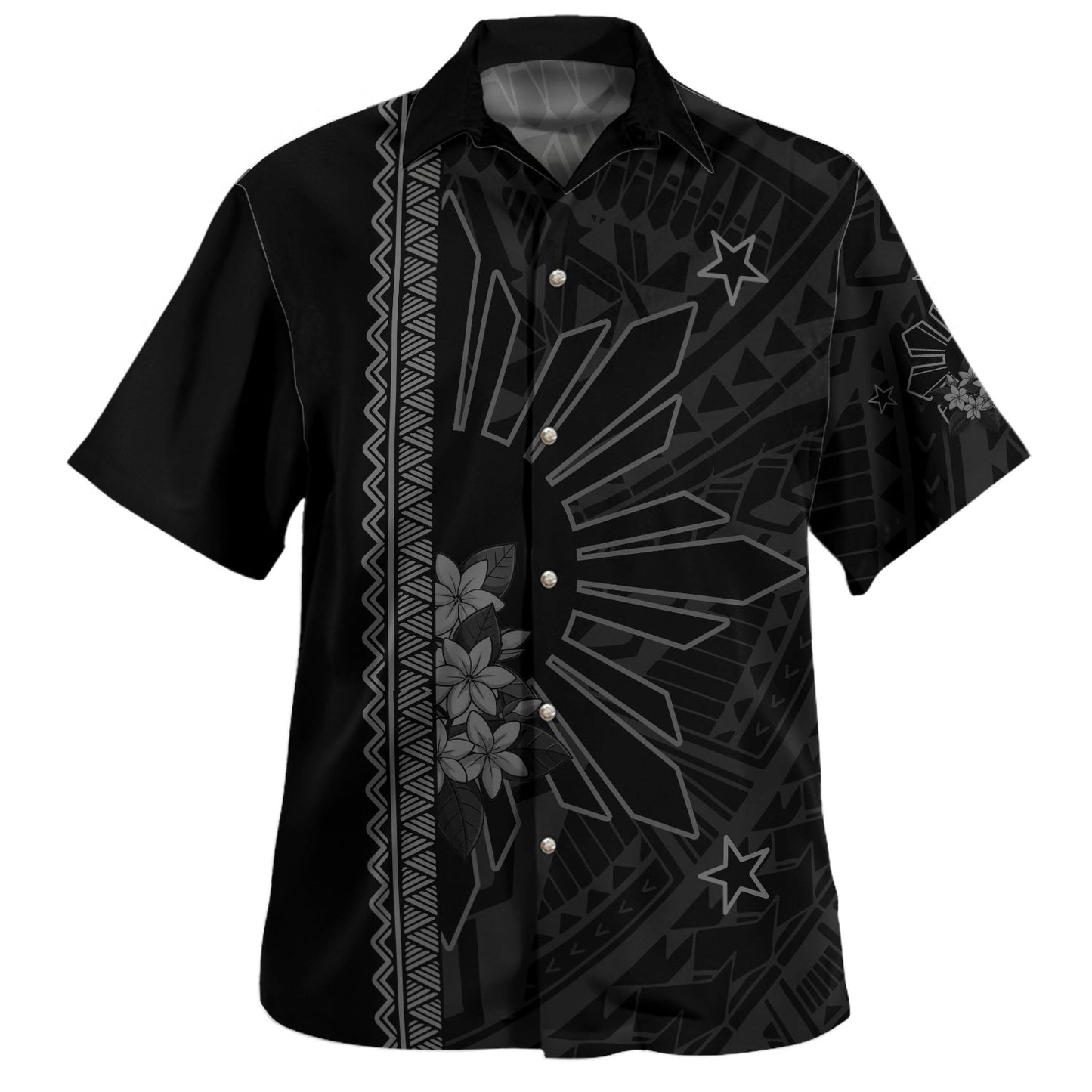 Philippines Filipinos Hawaiian Shirt Star Sunburst Floral Tribal Style