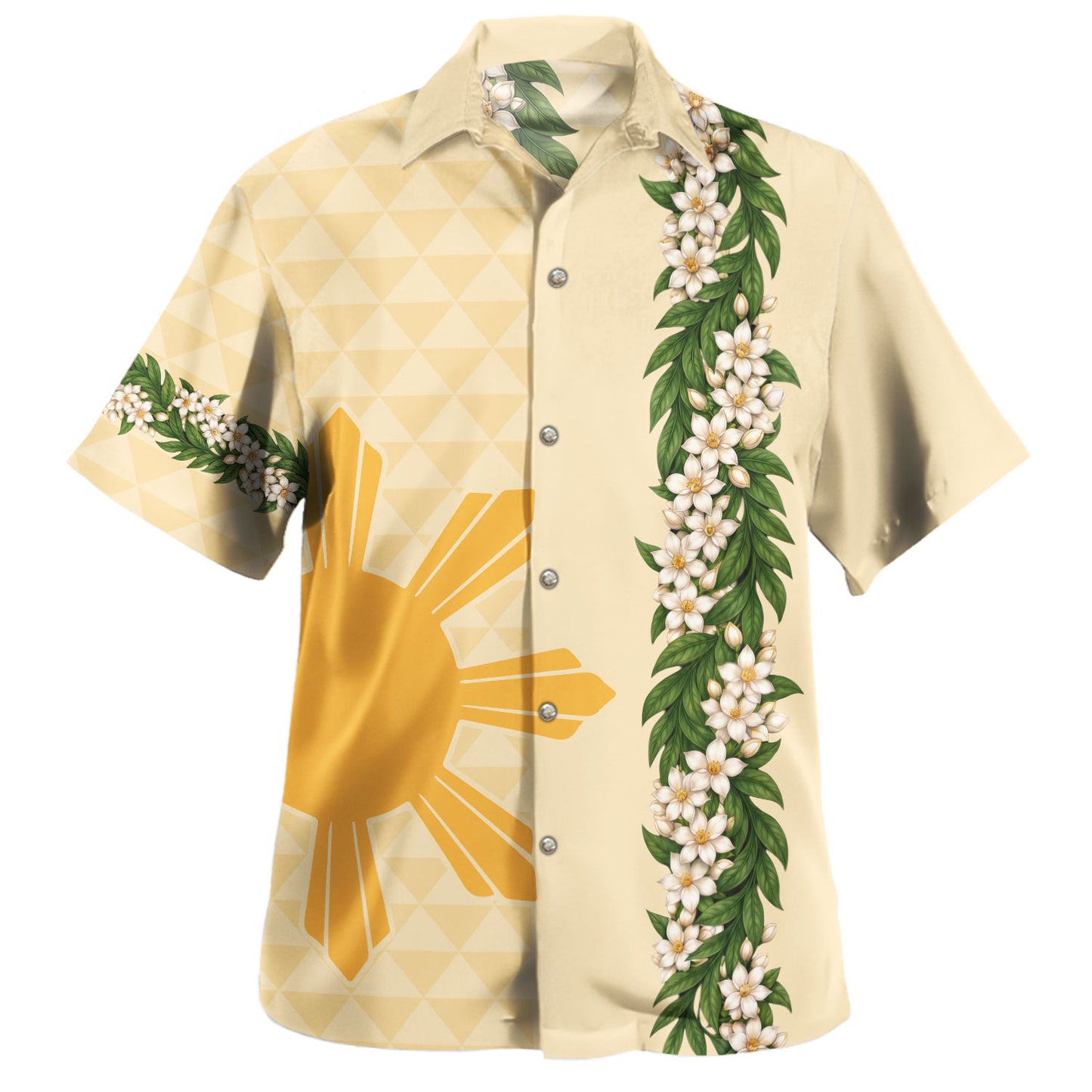 Philippines Filipinos Combo Dress And Shirt Sampaguita Flower Sun Pattern Island Style