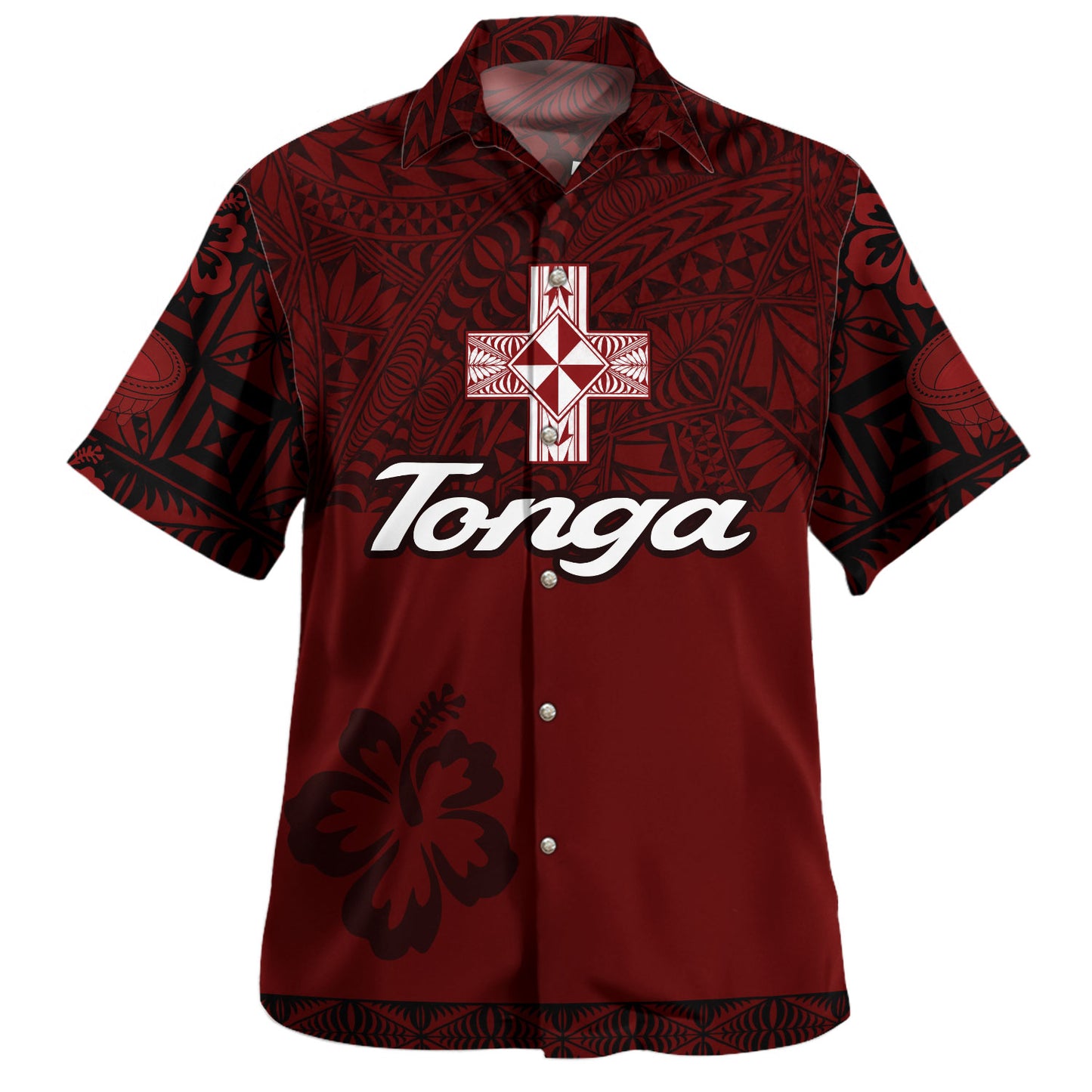 Tonga Hawaiian Shirt Tonga Pride Cross Hibiscus Tribal Style
