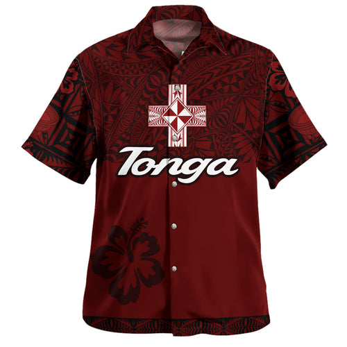 Tonga Hawaiian Shirt Tonga Pride Cross Hibiscus Tribal Style