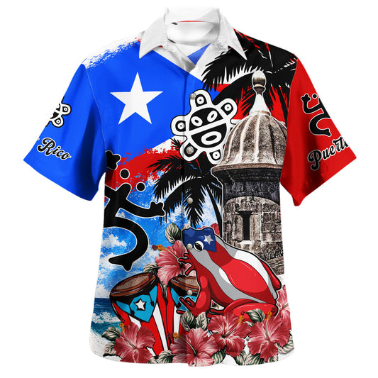 Puerto Rico Hawaiian Shirt Coqui Bomba Island Rhythm Style