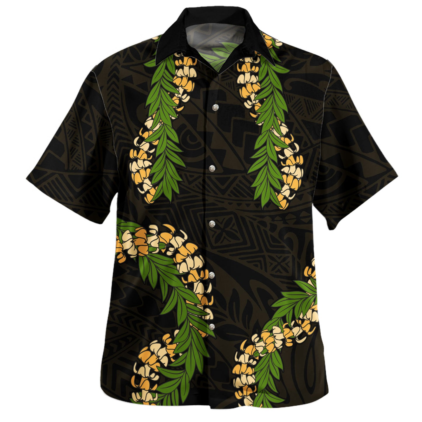 Hawaii Polynesian Combo Dress And Shirt Puakenikeni And Maile Lei Tribal Black
