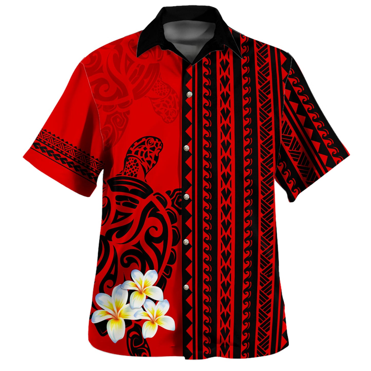 Polynesian Hawaiian Shirt Tribal Polynesian Turtle Plumeria