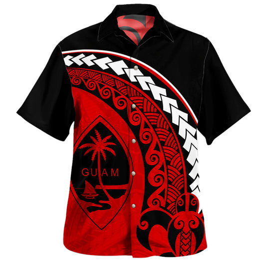 Guam Hawaiian Shirt Turtle Polynesian Tribal Coat Of Arms