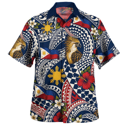 Philippines Filipinos Hawaiian Shirt Eagle Sun Flag Floral Tribal Style