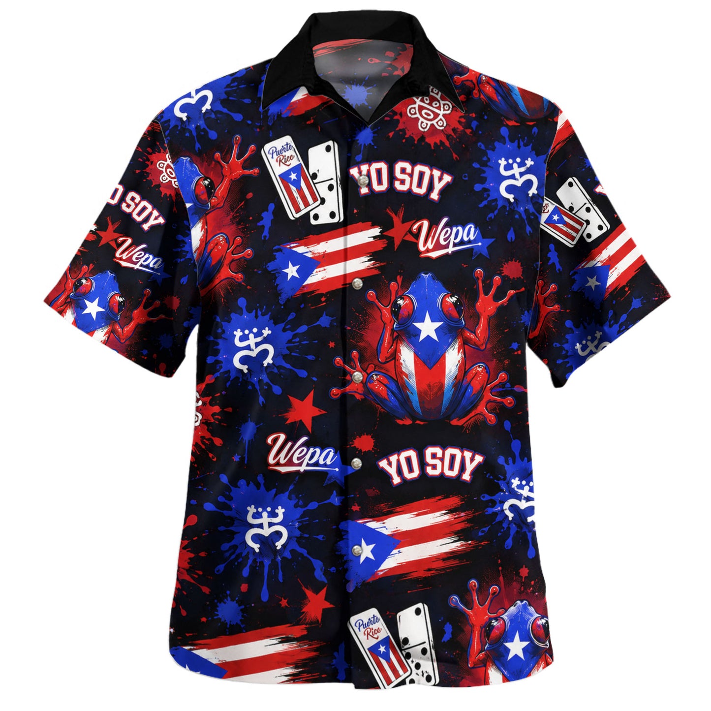 Puerto Rico Hawaiian Shirt Coqui Yo Soy Boricua Street Splash