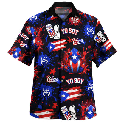 Puerto Rico Hawaiian Shirt Coqui Yo Soy Boricua Street Splash