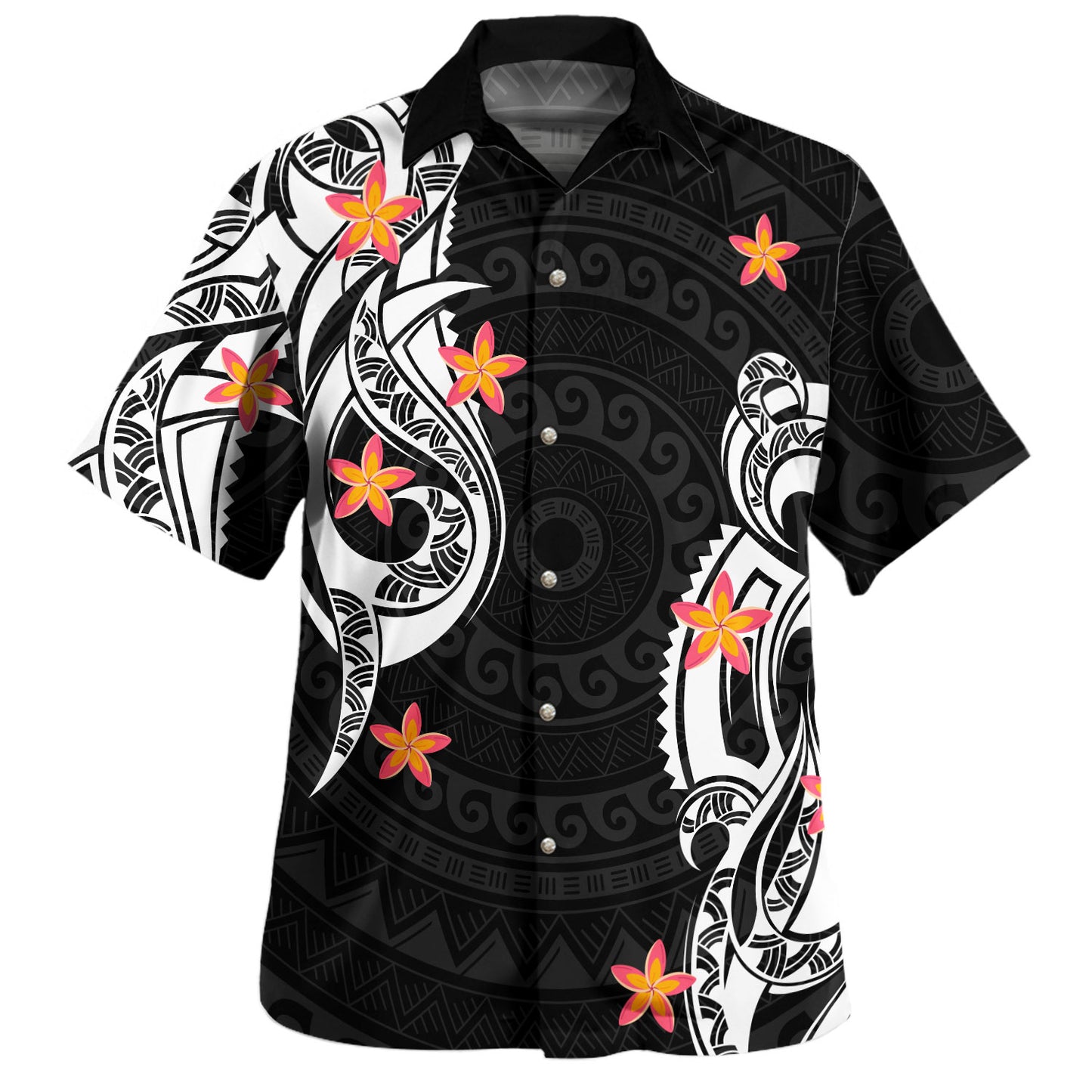 Hawaii Polynesian Combo Dress And Shirt Black White Polynesia Plumeria Floral Island Style