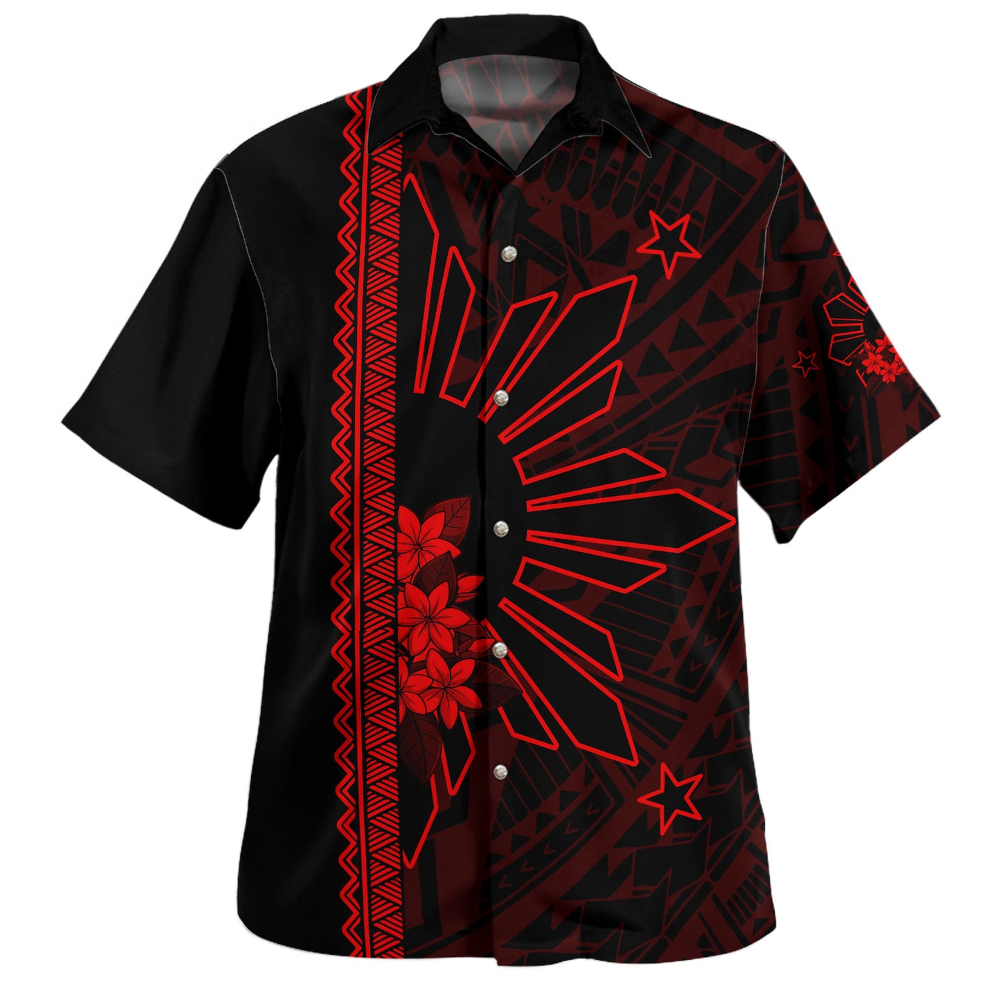 Philippines Filipinos Hawaiian Shirt Star Sunburst Floral Tribal Style