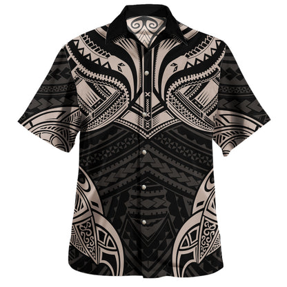 Hawaii Hawaiian Shirt Black Tribal Tattoo Warrior Mask Style