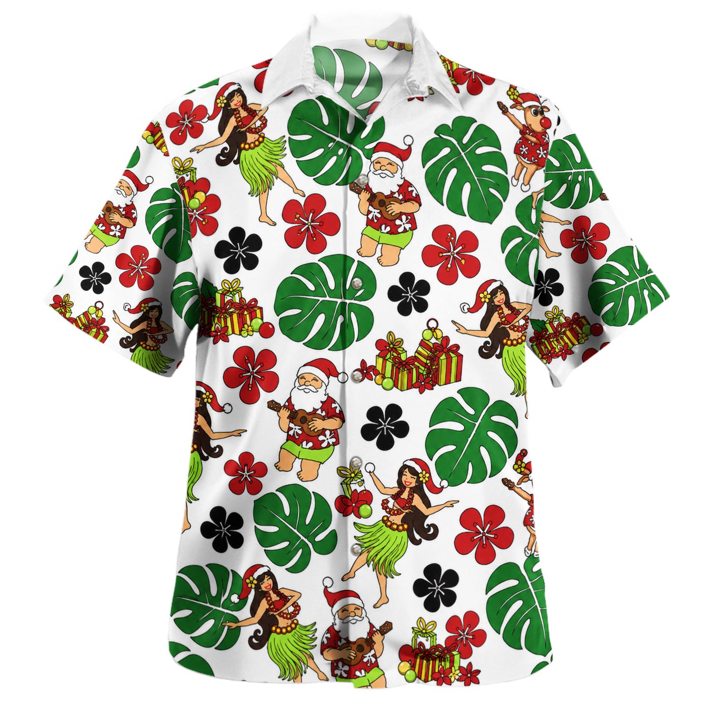 Hawaii Hawaiian Shirt Ukulele Santa Hula Christmas Party