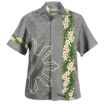 Philippines Filipinos Hawaiian Shirt Sampaguita Flower Sun Pattern Island Style