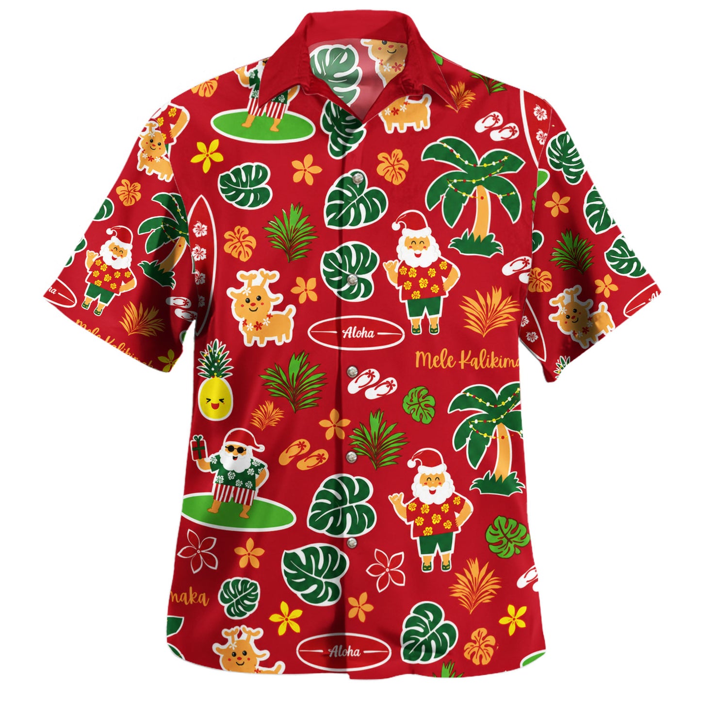 Hawaii Hawaiian Shirt Mele Kalikimaka Santa Surf Style