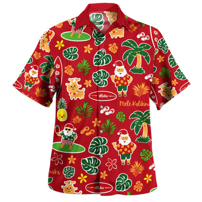 Hawaii Hawaiian Shirt Mele Kalikimaka Santa Surf Style