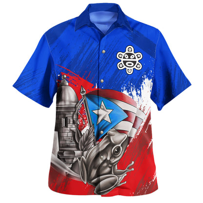 Puerto Rico Hawaiian Shirt Coqui Taino El Morro Boricua Pride