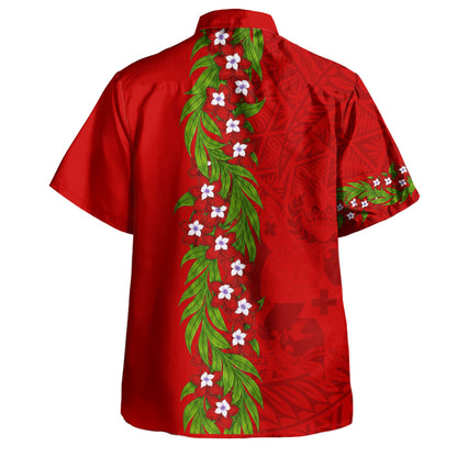Tonga Hawaiian Shirt Heilala Floral Ngatu Pattern Island Style
