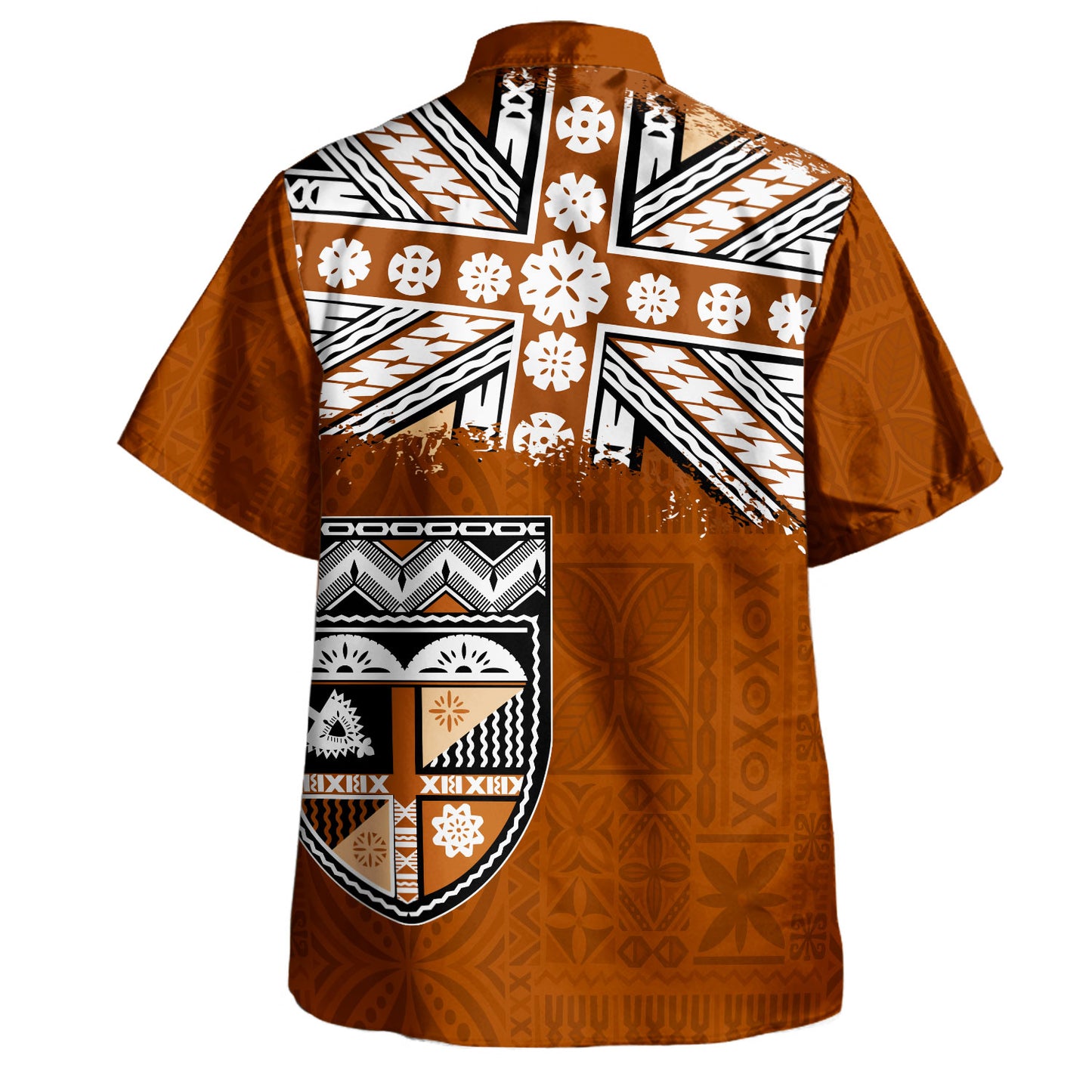Fiji Hawaiian Shirt Flag With Bula Pattern Brown Style