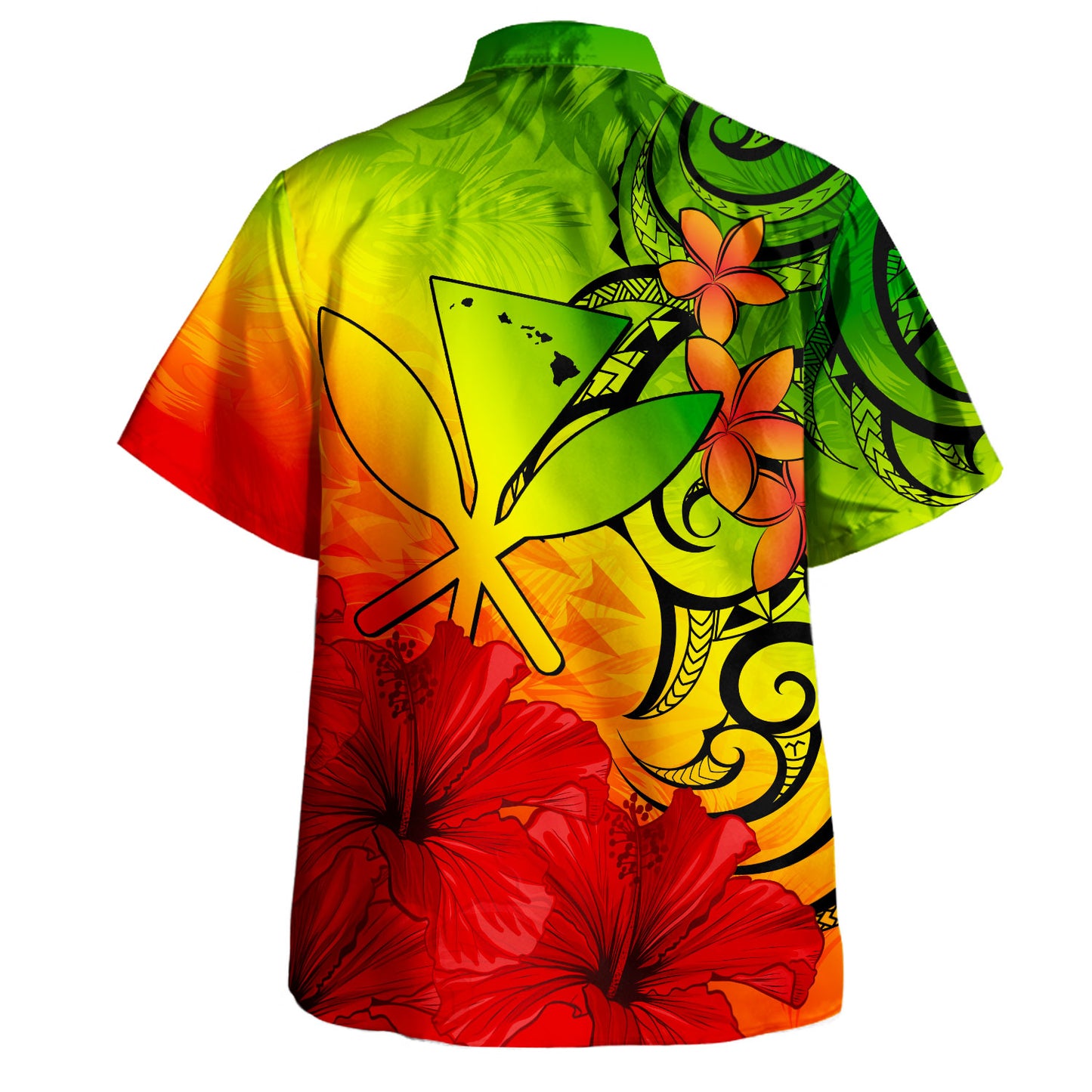 Hawaii Hawaiian Shirt Tribal Polynesia Tropical Hibiscus Flower Palm Leaves